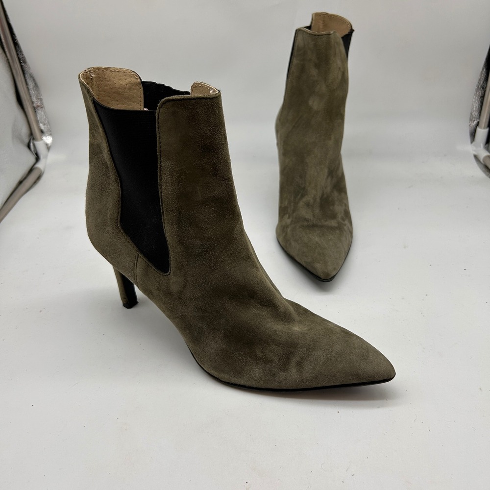 Antonio de Faria Olive Green Suede Pointed Toe Stiletto Ankle Boots Womens 8 39